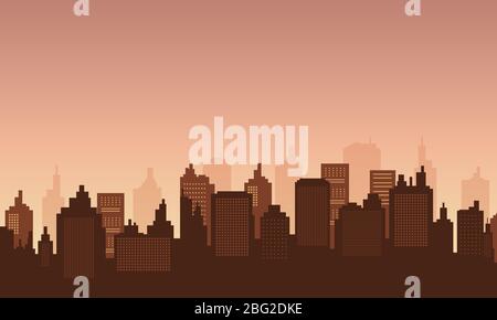 Background in the downtown with afternoon sky. Urban collection Stock Vector