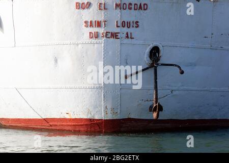 Boul el Mogdad antique river cruise ship on the Senegal River. Stock Photo