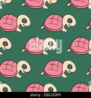 Turtles pattern, illustration, vector on white background Stock Vector