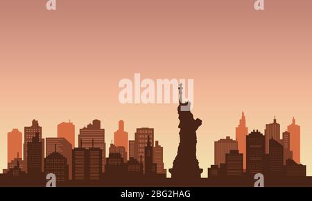 Background in the downtown with afternoon sky. Urban collection Stock Vector