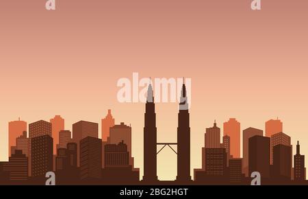 Background in the downtown with afternoon sky. Urban collection Stock Vector