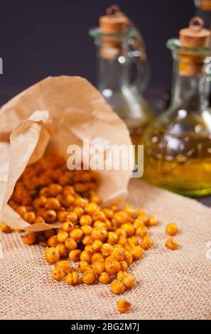 Spicy roasted chickpeas. Healthy and vegetarian food Stock Photo