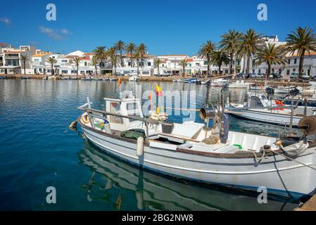 Fishing port of Fornells in Menorca, Balearic islands, Spain Stock Photo