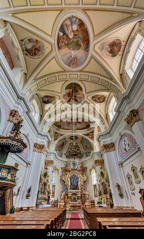 Interior of Baroque Church of St Stanislaus in Zerkow, Wielkopolska aka Greater Poland region, Poland Stock Photo