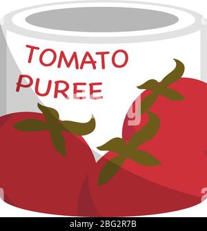 Taomato in can, illustration, vector on white background Stock Vector