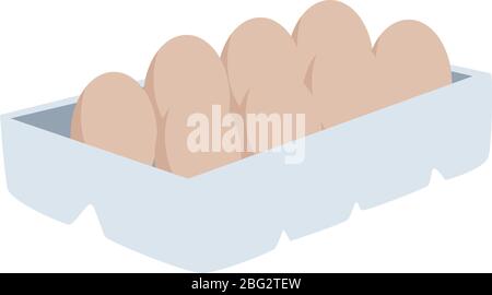 Eggs in box, illustration, vector on white background Stock Vector