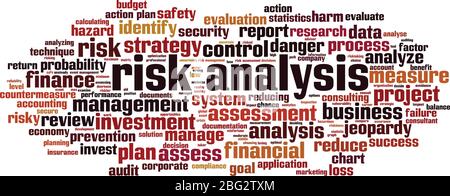 Risk analysis cloud concept. Collage made of words about risk analysis. Vector illustration Stock Vector