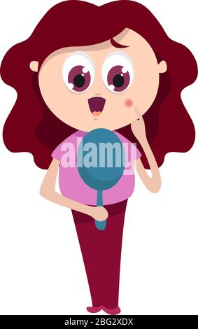 Woman  with pimple, illustration, vector on white background Stock Vector