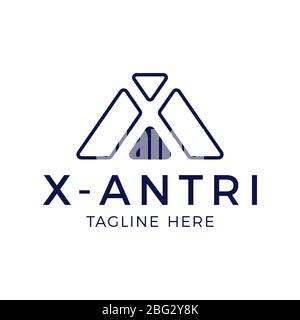 XA monogram logo with hexagon shape and line rounded style design template isolated on white background Stock Vector