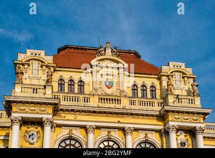 City Hall at Piata Unirii (Union Square) in Oradea, Crisana region, Romania Stock Photo