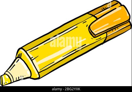 Yellow marker, illustration, vector on white background Stock Vector