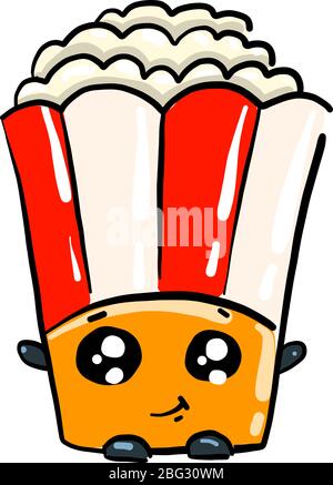 Popcorn with eyes, illustration, vector on white background Stock Vector