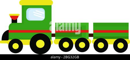 Green train, illustration, vector on white background Stock Vector