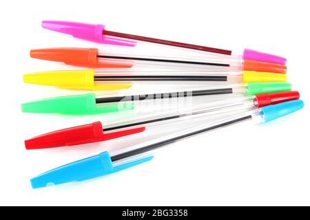 Colorful pens isolated on white Stock Photo
