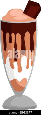 Milkshake in glass, illustration, vector on white background Stock Vector