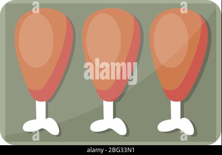 Chicken legs in oven, illustration, vector on white background Stock Vector