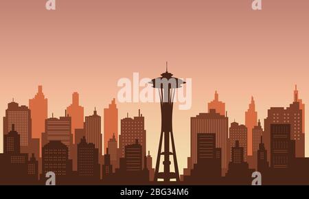 Background in the downtown with afternoon sky. Urban collection Stock Vector