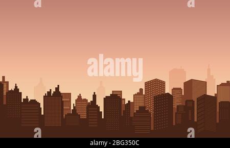 Background in the downtown with afternoon sky. Urban collection Stock Vector