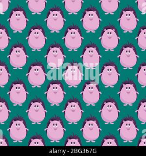 Hedgehog pattern, illustration, vector on white background Stock Vector