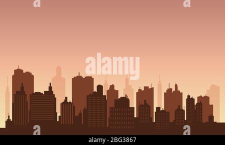 Background in the downtown with afternoon sky. Urban collection Stock Vector