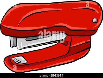 Red stapler, illustration, vector on white background Stock Vector