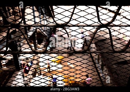 Delhi / India / April 04, 2017: wrought iron pattern in the train station Stock Photo