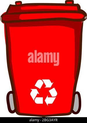 Red recycle bin, illustration, vector on white background Stock Vector