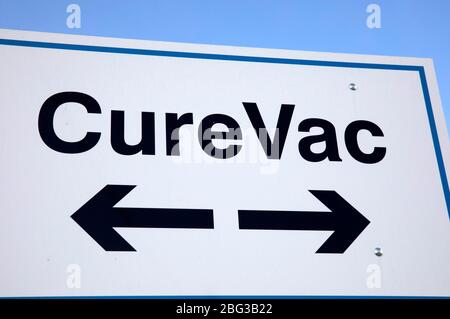 Tubingen, Deutschland. 19th Apr, 2020. Hope for the vaccine versus the corona virus from the Tubingen pharmaceutical company CureVac AG. Tubingen, April 19, 2020 | usage worldwide Credit: dpa/Alamy Live News Stock Photo