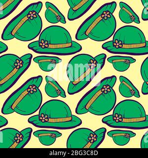 Green cap pattern, illustration, vector on white background Stock Vector