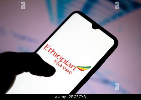 Brazil. 18th Apr, 2020. In this photo illustration an Ethiopian Airlines logo seen displayed on a smartphone. Credit: Rafael Henrique/SOPA Images/ZUMA Wire/Alamy Live News Stock Photo