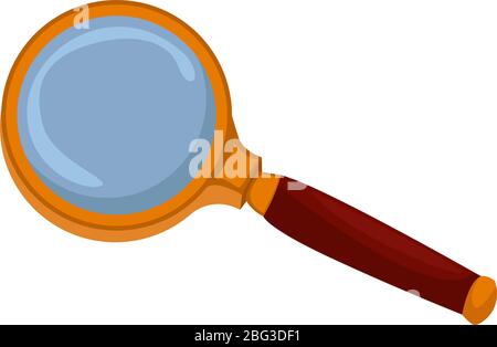 Golden magnifier tool, illustration, vector on white background Stock Vector