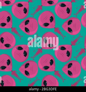 Aliens pattern, illustration, vector on white background Stock Vector