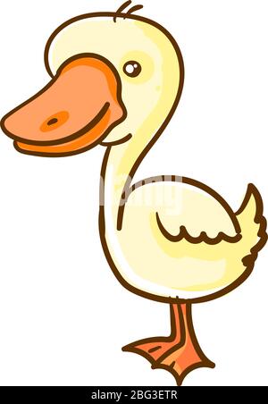 Goose with big head, illustration, vector on white background Stock Vector