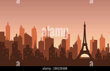 Background in the downtown with afternoon sky. Urban collection Stock Vector