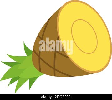 Half pineapple, illustration, vector on white background Stock Vector