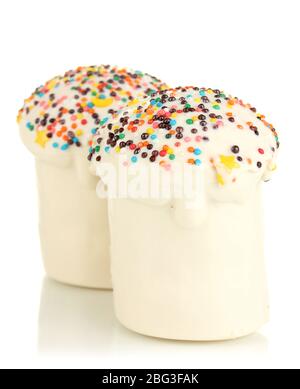 Easter cakes with sugar glaze isolated on white Stock Photo