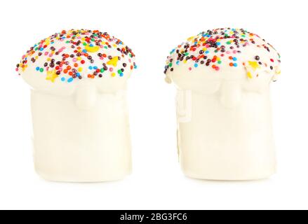 Easter cakes with sugar glaze isolated on white Stock Photo