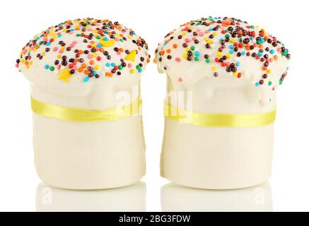 Easter cakes with sugar glaze isolated on white Stock Photo