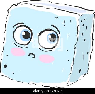 Sugar cube, illustration, vector on white background Stock Vector