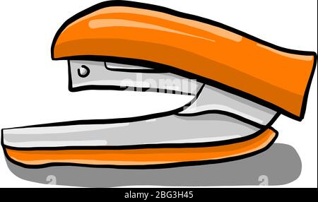 Orange stapler, illustration, vector on white background Stock Vector