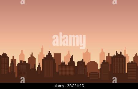 Background in the downtown with afternoon sky. Urban collection Stock Vector