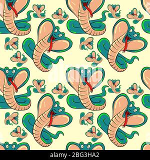 Snakes pattern, illustration, vector on white background Stock Vector
