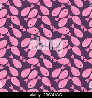 Cute pink fishes, illustration, vector on white background Stock Vector