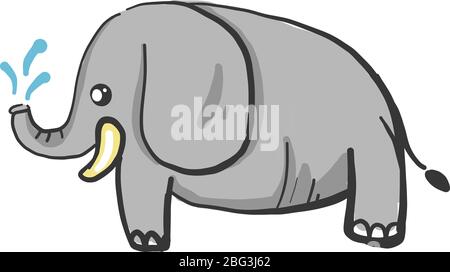 Fat elephant, illustration, vector on white background Stock Vector