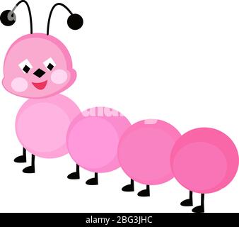 Pink centipede, illustration, vector on white background Stock Vector