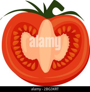 Chopped tomato, illustration, vector on white background Stock Vector