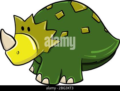 Green rhinoceros, illustration, vector on white background Stock Vector