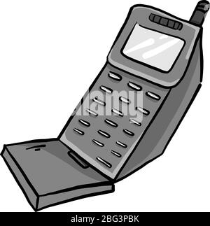 Old retro phone, illustration, vector on white background Stock Vector