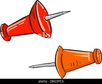 Orange pins, illustration, vector on white background Stock Vector