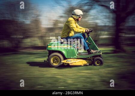 Classic John Deere Lawnmower Racing Stock Photo